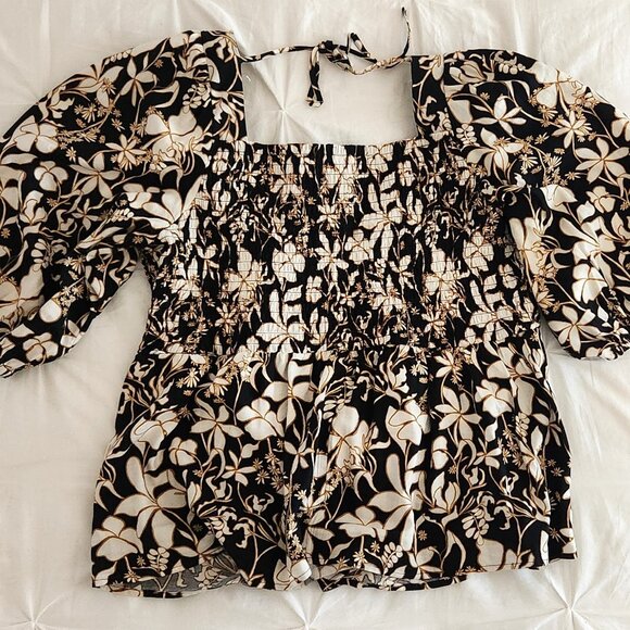 3/4 sleeve, Smocked, Ava & Viv, floral, 1X - Picture 2 of 4